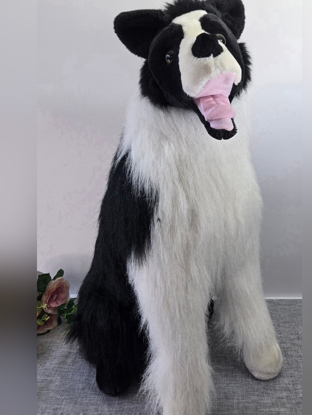 Melissa & Doug Giant Border Collie Dog Plush Lifelike Stuffed Animal Jumbo 2.5ft